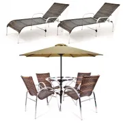 Conjunto Mesa e Cadeira com Espreguiçadeiras e Ombrelone Original Móveis