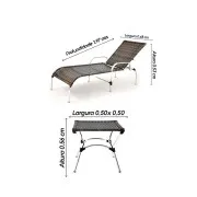 Kit 2 Espreguiçadeiras Cadeira Piscina + 1 Mesa alumínio e fibra sintética